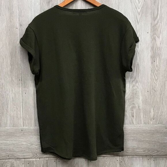 Olive Black Lace Up Short Sleeve Shirt - Picture 2 of 5